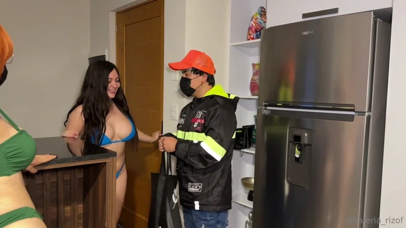 Devil Khloee, Sofia Rizof & Friend Fucks A Delivery Guy