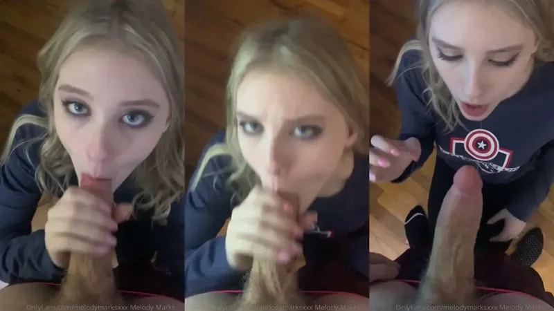 Melody Marks Sucks Her BF's Cock Deep