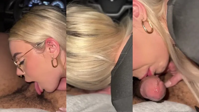 Kiki Morand Zuigt Een Rommelige Pik In De Auto