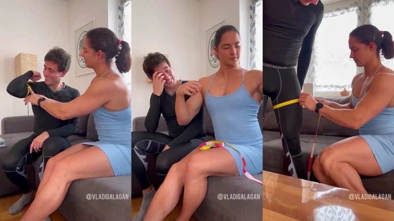 Vladislava Galagan Measures Muscles With Boyfriend