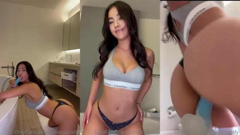 Asian Candy Squirts On Her Dildo